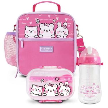 Imagem de Kit Infantil 3pçs - Bolsa Térmica, Pote P/ Lanche 400ml E Garrafa 460ml - Pink