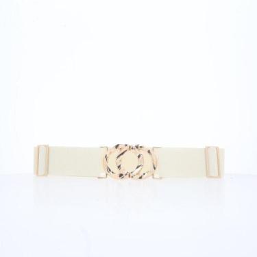 Imagem de Cinto Feminino de Elástico com Fivela Metalizada - BAUARTE, Marfim