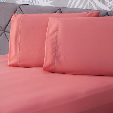 Imagem de Jogo De Cama Lençol Queen Essential Liso Rosê Com Fronhas 03 Peças - Percal Soft 200 Fios