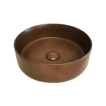 Imagem de Cuba para Banheiro Cerâmica Marrom Fosca Redonda 36cm Reno RC 31