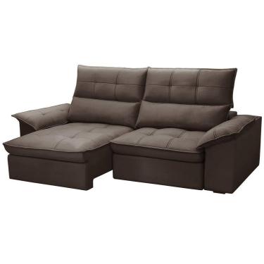Imagem de Sofá 3 Lugares Retrátil Reclinável Para Sala 230cm Giotto F04 Veludo Marrom - Lyam Decor