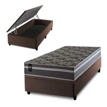 Imagem de Conjunto Box Baú Miami Cinza 88x188x69 Espuma D33 King House