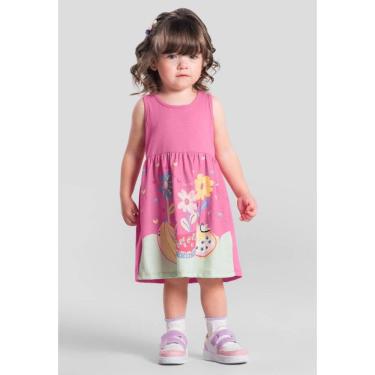 Imagem de Vestido infantil menina de flores e frutas Brandili