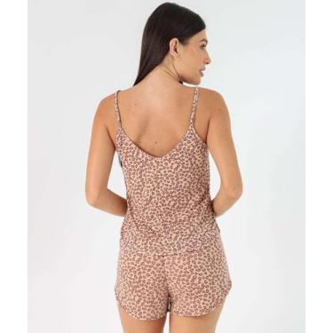 Imagem de Baby Doll Liganete Estampa Animal Print Delrio Bege-48056, Bege, GG