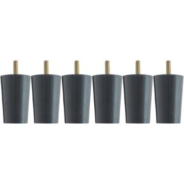 Imagem de Kit 6 Pés Para Cama Box Solteiro 6cm Box Baú Preto Madeira - Zanline