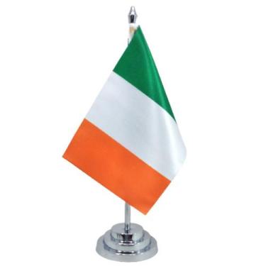 Imagem de Bandeira Mesa Dupla Face Irlanda 29 Cm Alt (mastro) - SP Bandeiras 