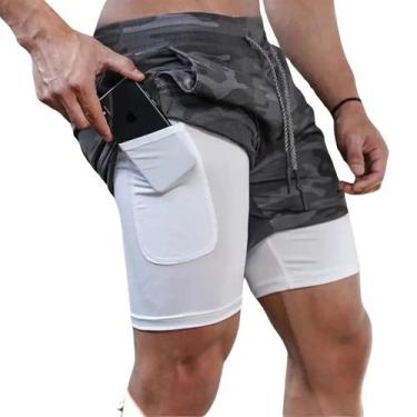 Imagem de Short Dupla Camada Fitness Dry Fit Térmico Com Bolsos Musculação exerc