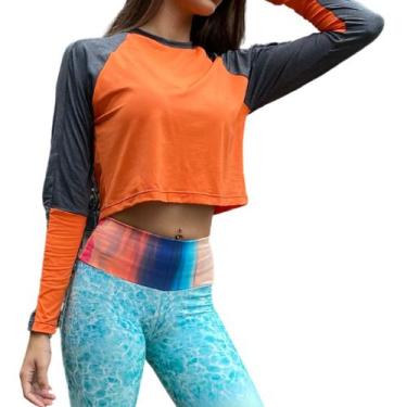 Imagem de Blusa Cropped Sport Dry Fit Color - ROSA GOIABA, Mescla, Laranja, GG