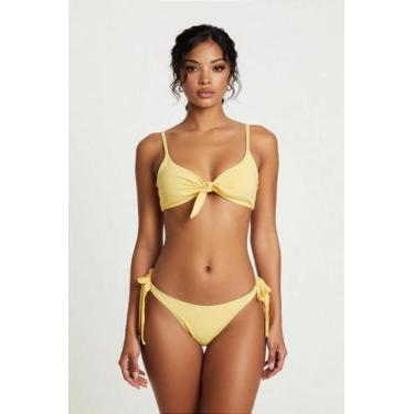 Imagem de Biquíni Cropped Monique Amarelo - Versátil e Elegante - De Sol a Mar, 