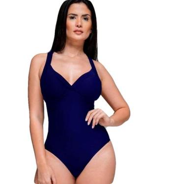Imagem de Maiô Com Bojo 40 Ao 52 Preto Estampado Plus Size Moda Praia - Banho de