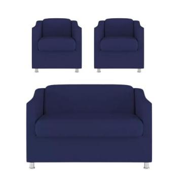 Imagem de Kit 2 Poltrona + Namoradeira Bia Decorativa Reforçada Recepção Clínica