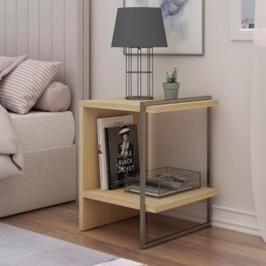 Imagem de Mesa de Cabeceira 100% MDF com Metalon Infinity Bege - Genialflex