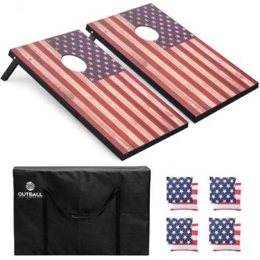 Imagem de Cornhole Set OUTBALL American Flag com 8 pufes de 3 x 2 pés