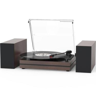 Imagem de Toca-discos Seasonlife Vintage com Correia, Madeira e Bluetooth