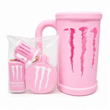 Imagem de Porta lata energetico 473 ml kit chaveiro tampa abridor - Monster, Ros