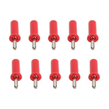 Imagem de 10 pçs plugue banana 4 mm slot cruzado banhado a ouro tipo solda conector para cabo de alto-falante placa de parede Home Theater compatível com 12AWG a 18 AWG fio de alto-falante (vermelho)