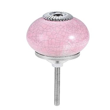 Imagem de Botão de cerâmico rachado pintado alavanca cupboard bola rodada armet gabinete decoração gasto de cozinha retro branco/rosa/azul/parafuso bege 43mm YYDFPIIA (Color : Pink)