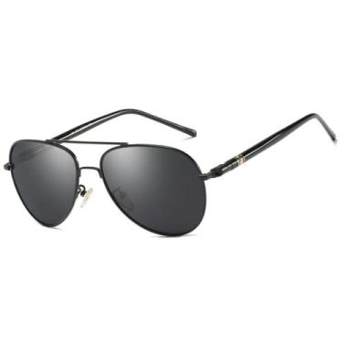 Imagem de Óculos de Sol Masculino Polarizado Óculos Aviador UV400 Lente Polarizada (Preto)