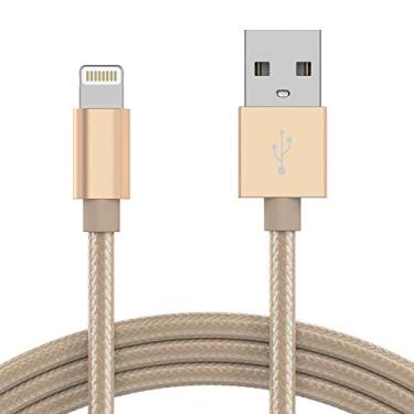 Imagem de TALK WORKS Cabo Lightning de 1,8 m - Cabo para iPhone trançado resistente certificado MFI para Apple Charger, 6ft, Dourado