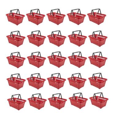 Imagem de Cesto de Compras D100 Dellaplast 16l 45x29x19 Vermelho Kit25