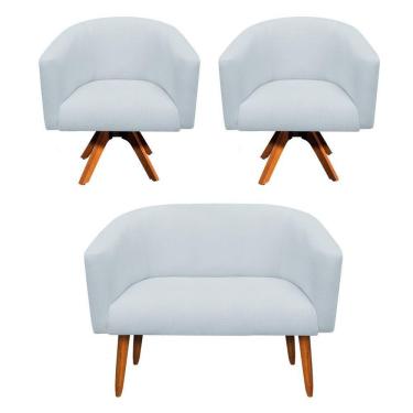 Imagem de Kit 1 Namoradeira 2L e 2 Poltronas Giratória Cinza Claro