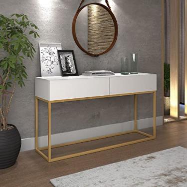 Imagem de Aparador Buffet 02 Gavetas Industrial Linha Alta Moderno Branco Dourado