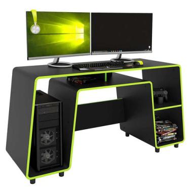 Imagem de Mesa Gamer London Preta E Verde Limão - Politorno