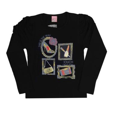 Imagem de Blusa Manga Longa Infantil Mangas Com Franzido Algodão 10-14