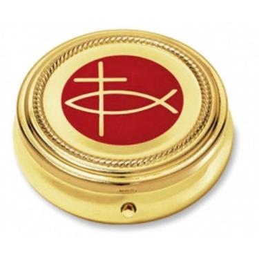 Imagem de Ichthus Cross Pyx Hospital Communion Church for Hosts Gold P Catholic Religious