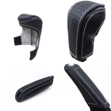 Imagem de Kit Capa Courvin Manopla Câmbio Automático E Alavanca Freio de Mão Vectra Gls 2006 2007 2008 2009 2010 2011 2012