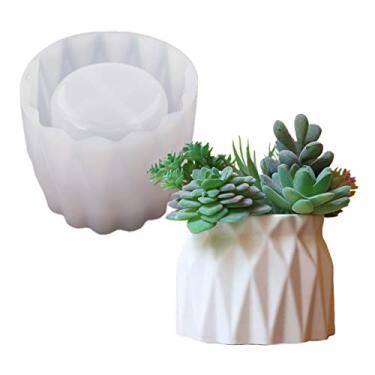 Imagem de Vaso de flores secas, vaso de flores de concreto, molde de silicone, plantas suculentas, molde de argila, frasco de vela/recipiente de caneta/molde de armazenamento de pincel de maquiagem