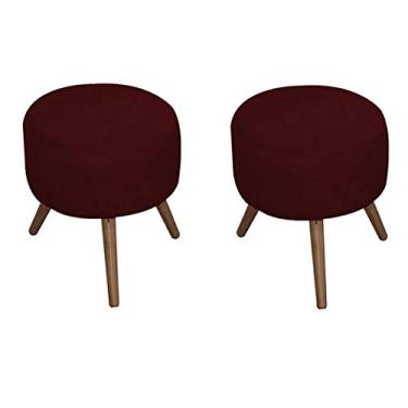 Imagem de Kit 2 Puff Redondo Paola Veludo Vinho - JRV Móveis