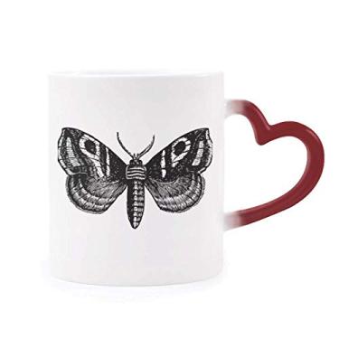 Imagem de Borboleta preta com estampa simples sensível ao calor Caneca vermelha muda de cor