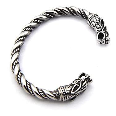 Imagem de Pulseira Bracelete Masculino Viking Cabeça de Dragão Aço Inoxidável Mitologia Antigo