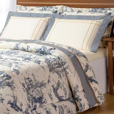 Imagem de Kit Edredom Martin Queen Estampado + Lençol 07 Peças - Palha