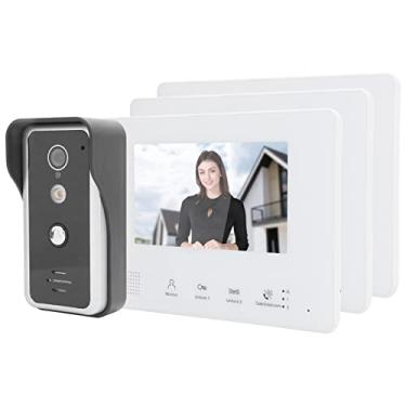 Imagem de Kit de campainha de vídeo com de 2 fios, 7 polegadas, TFT LCD, 3 monitores, visão noturna clara, intercomunicador doméstico, luz branca integrada, dispositivo de visão noturna