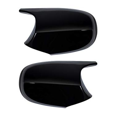 Imagem de Par de tampas de espelho de porta lateral preto brilhante compatível com BMW E90 E91 LCI 2009-2011 e BMW E92 E93 2011-2013 Facelifted