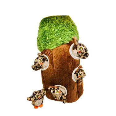 Imagem de Glow Pups Quebra-cabeça de cachorro com brinquedo de pelúcia de coruja que range, diversão interativa para cães pequenos e médios, promove estimulação mental, grande animal verde da floresta