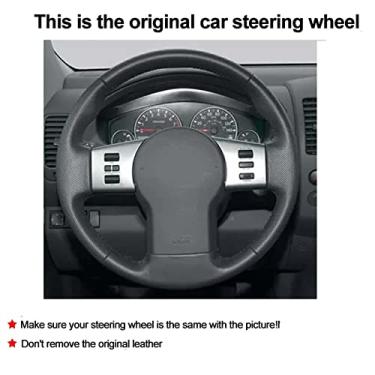 Imagem de MIVLA Capa de volante costurada à mão de couro, para Nissan Pathfinder III 2004-2014 Frontier Xterra Acessórios interiores do carro