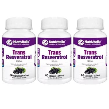 Imagem de KIT 03 TRANS RESVERATROL 600MG 60 CAPS NUTRIVITALLE