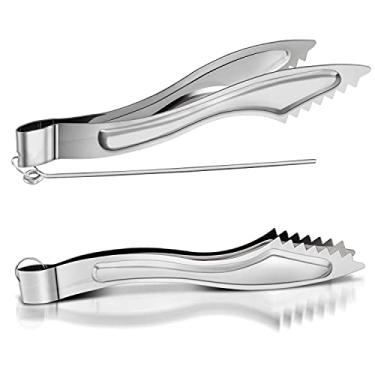 Imagem de Conjuntos de pinças de narguilé de metal para narguilé carvão pinças de metal narguile shisha carvão pinças com pôquer longos acessórios para narguilé shisha clipes de pinça 2 pacotes