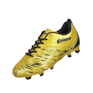 Imagem de EPIMENO Chuteiras de futebol unissex para meninos e meninas crianças firm ground tênis de beisebol (criança pequena/criança grande), Ouro metálico, 14