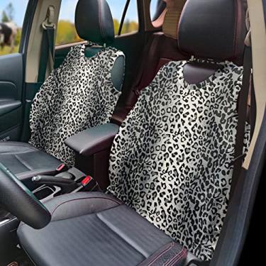 Imagem de GOSTONG Colete de capa de assento de carro com estampa de leopardo branco, moda casual capa de assentos frontais acessórios duráveis decoração