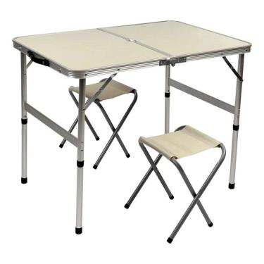 Imagem de Mesa Camping Dobrável 2 Banquetas Trail Branco