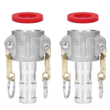 Imagem de DERPIPE Alumínio PartC Camlock Fitting - 2,54 cm Fecha de came fêmea x 2,54 cm de haste de mangueira tipo C adaptador de desconexão rápida (pacote com 2)