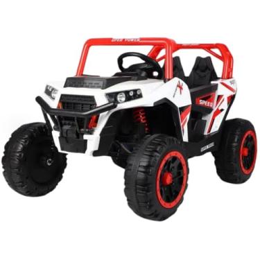 Imagem de Carrinho Jipe Elétrico UTV 12v Vermelho com Som Música Luz e Controle Remoto