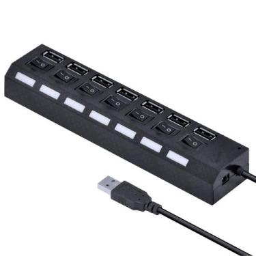 Imagem de Tomada Hub 7 Portas Usb 2.0 Led Indicador Entrada Para Fonte - Relet