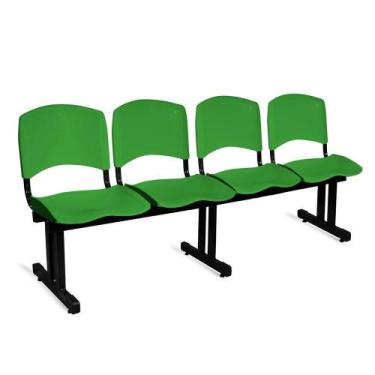 Imagem de Longarina Plástica 4 Lugares A/E Verde Lara - Shop Cadeiras