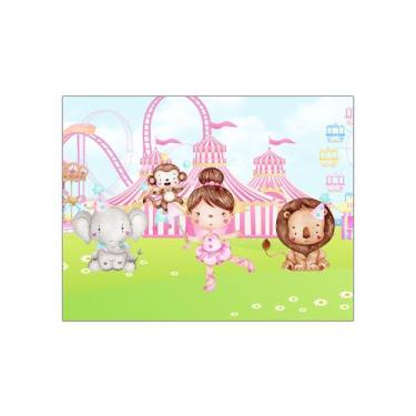 Imagem de Painel de Festa Horizontal 1,55 X 1,20 - Animais e Bailarina Circo Ros
