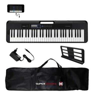 Imagem de Kit Teclado Musical CASIOTONE CT-S300 Preto APP Chordana Play + Capa
